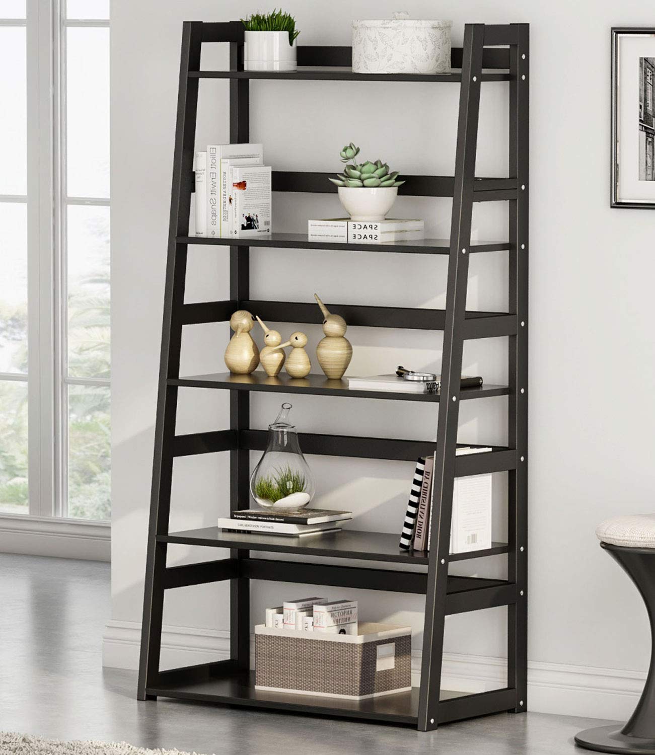 Buy Tribesigns 5Tier Ladder Shelf, 5 Shelf Modern Bookshelf and