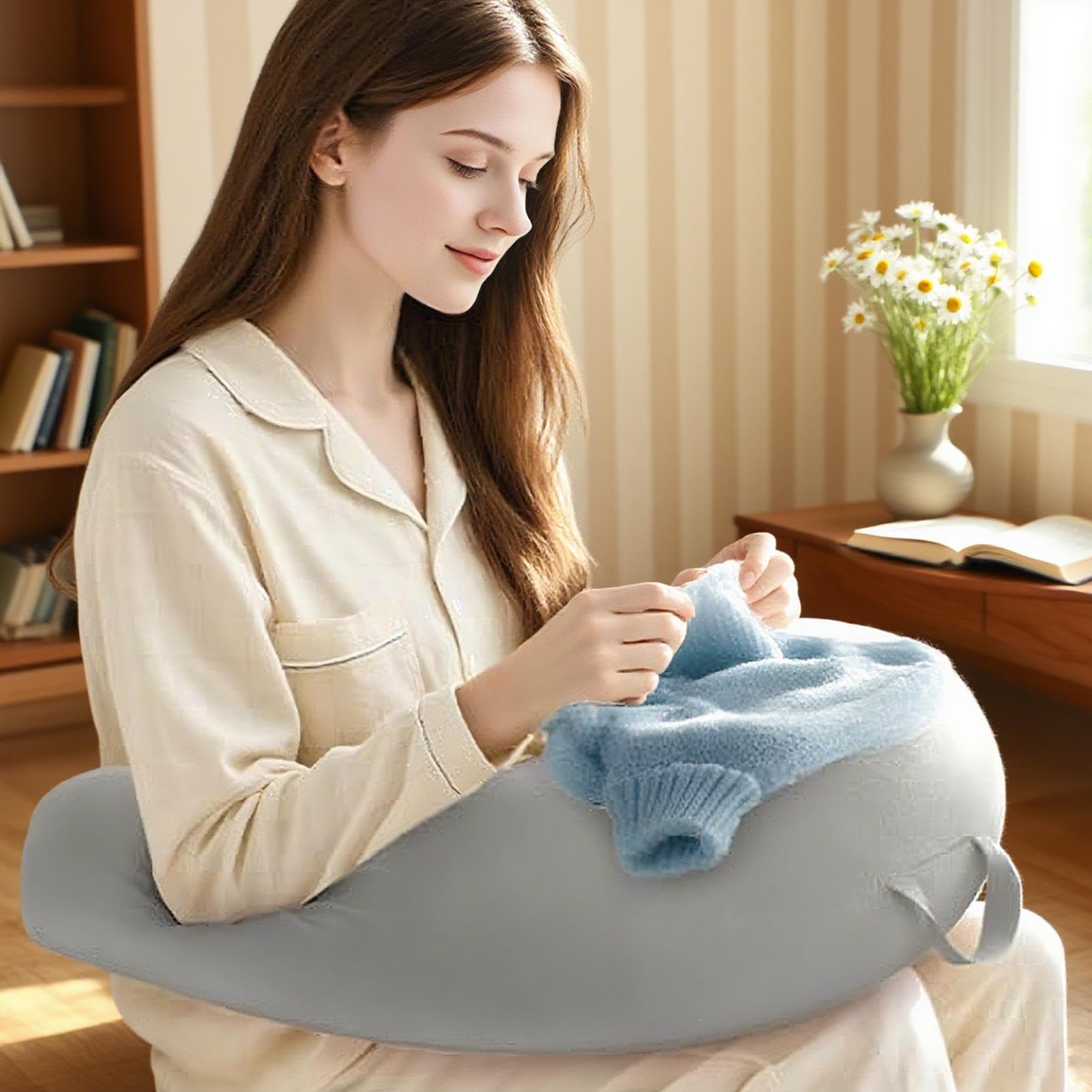 Cuscino Da Grembo Cuscino Ergonomico a Forma di U | Cuscino Da Lettura Per per Adulti e Bambini Riduce la Fatica Supporto per Braccia Divano Pavimento Seduti Giocando Uncinetto