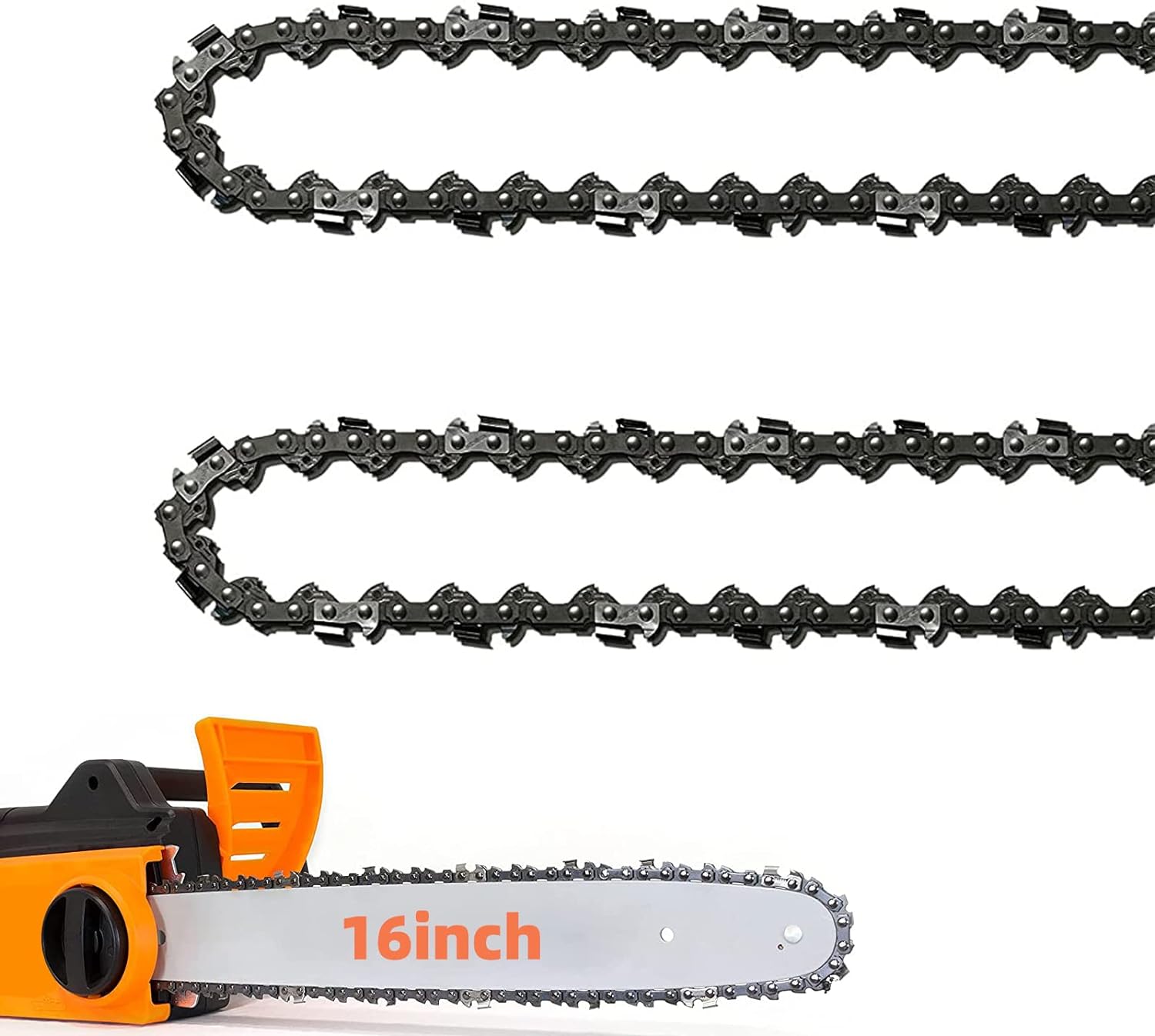 2 Pack 16 Inch Chainsaw Chain 56 Drive Links .050" Gauge, 3/8" Pitch, 16