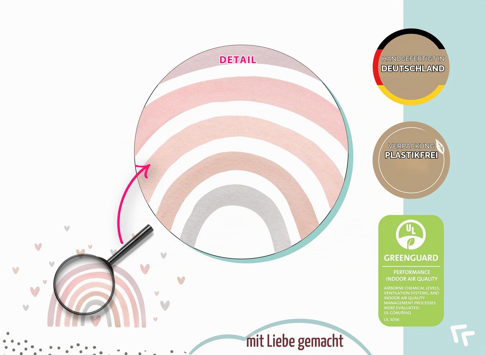 Little Deco Wandtattoo Regenbogen mit Herzen violett rosa DL5089 XL