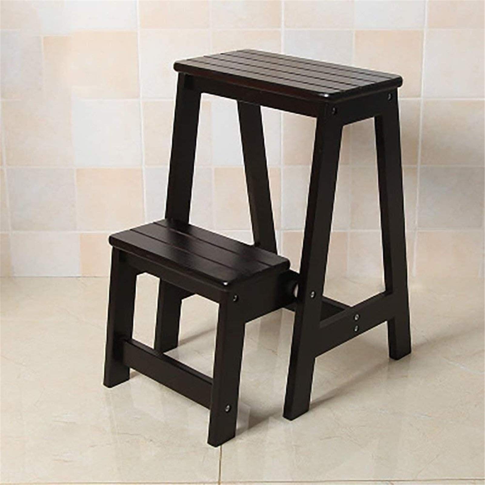 Escabeau de cuisine pliable échelle chaise multifonction et haut banc bois portable