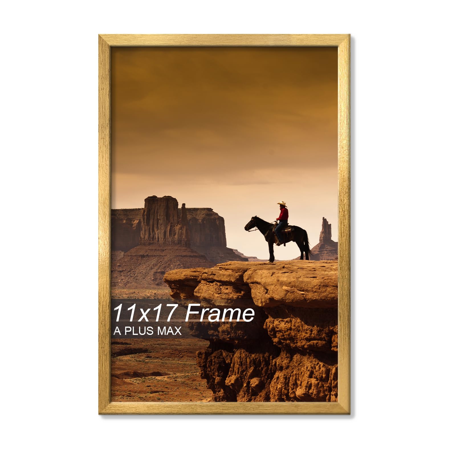 A PLUS MAX 11x17 Picture Frame Gold Light Weight Wall Mount