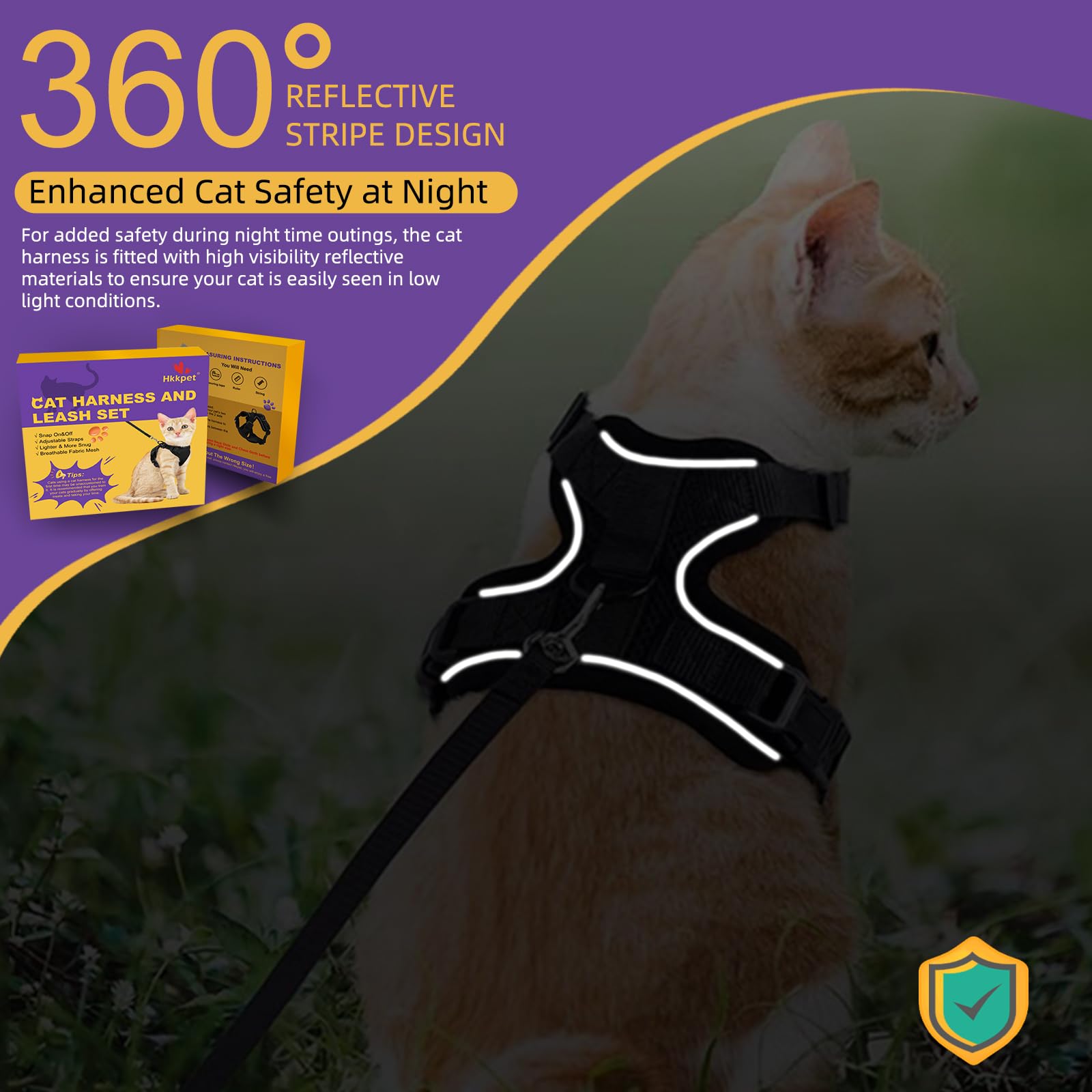 Arnés Y Correa Para Gatos Con Estampado De Policía - Suave, Ajustable Y A Prueba De Escapes, Talla M Azul Oscuro