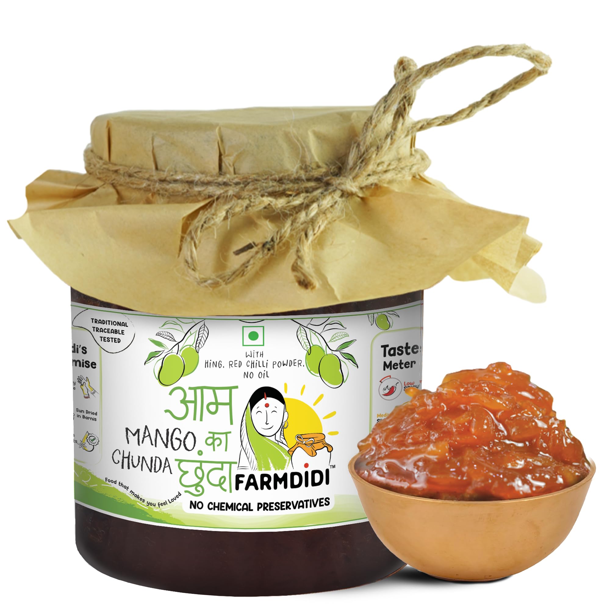 Farm Didi Mango Chunda With Jaggery 1 Kg | Homemade Aam ka Murabba | Oil-Free Sweet & Tangy Aam ka Chunda | Handmade Khatta Meetha Pickle | No Chemical Preservatives