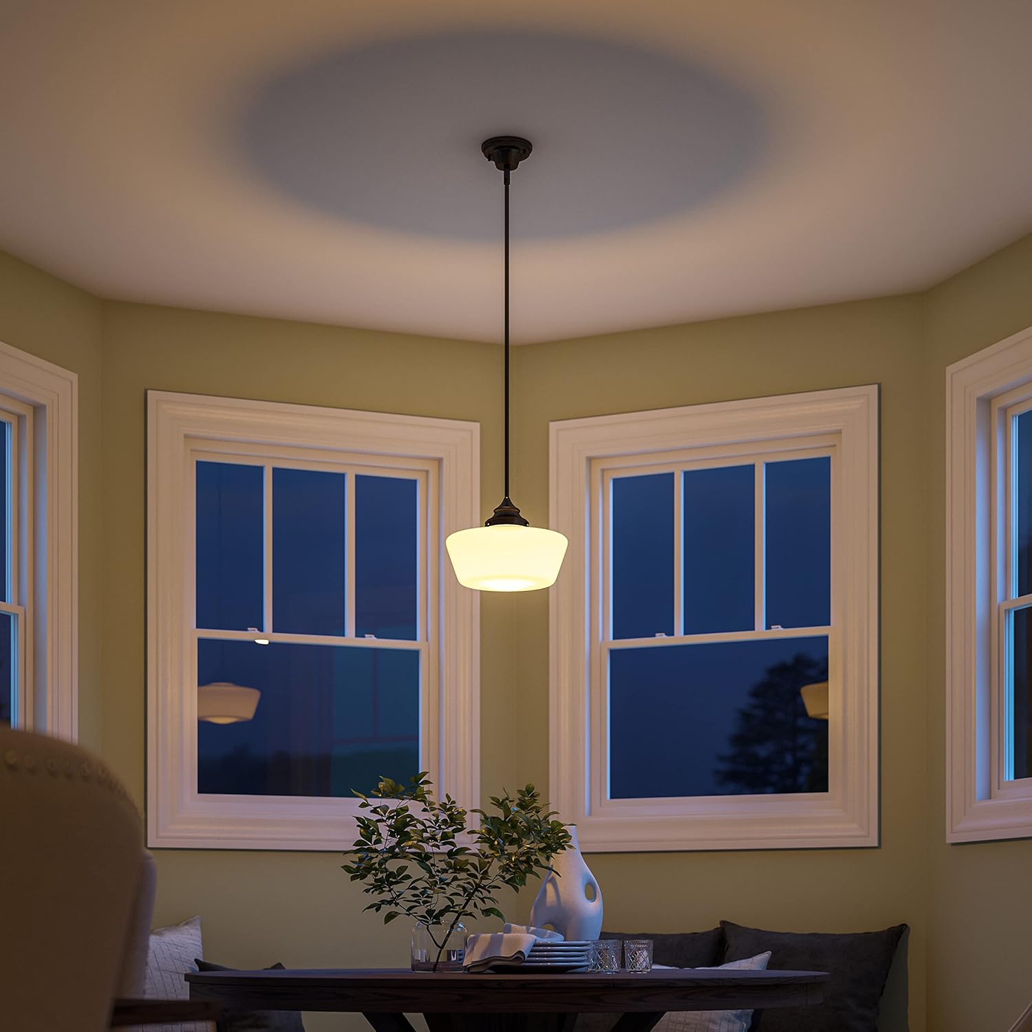 Kenroy Home 93661ORB Cambridge 1 Light Pendant with Blackened Oil Rubbed Bronze Finish, Rustic Style, 9.5" Height, 12" Width, 12" Depth - - 