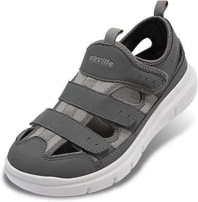 FitVille Diabetic Sandals Men's Extra Wide Orthopaedic Shoes with Fastening Adjustable Health Shoes for Seniors Shoes