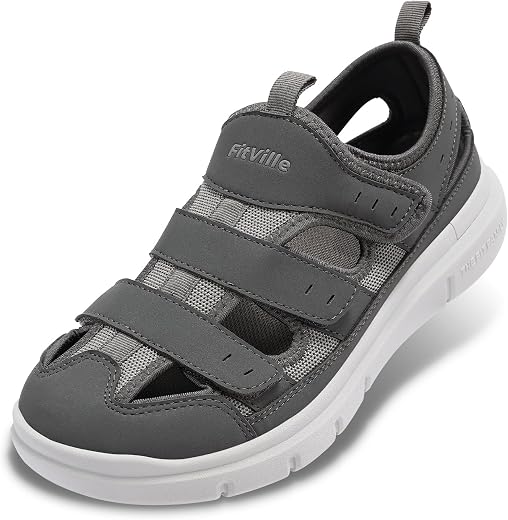FitVille Diabetic Sandals for Men Wide Width with Arch Support Comfortable Mens Diabetic Sandals Fully Adjustable Straps L...