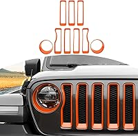 Vista 11 de RT-TCZ para Wrangler JL Rejilla de malla frontal inserto de parrilla faro luz de cubierta para Jeep Wrangler JL JLU 2018-2022 Accesorios exteriores