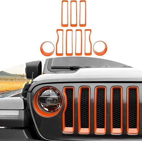 Miniatura 11 de RT-TCZ para Wrangler JL Rejilla de malla frontal inserto de parrilla faro luz de cubierta para Jeep Wrangler JL JLU 2018-2022 Accesorios exteriores
