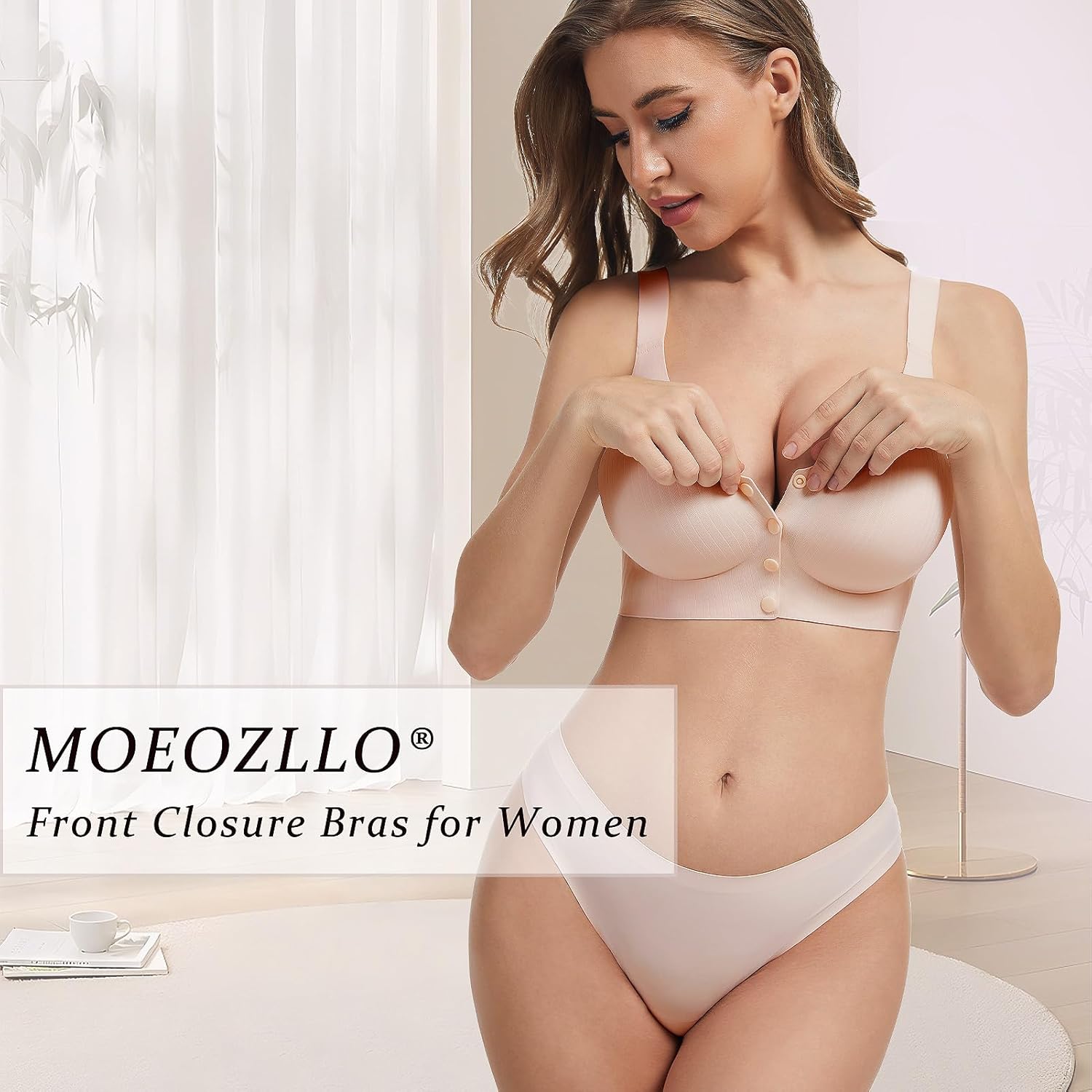 Front Closure Bras for Women No Underwire Padded Wireless Comfort Full Coverage Bra Seamless Mastectomy Bras - Image 2