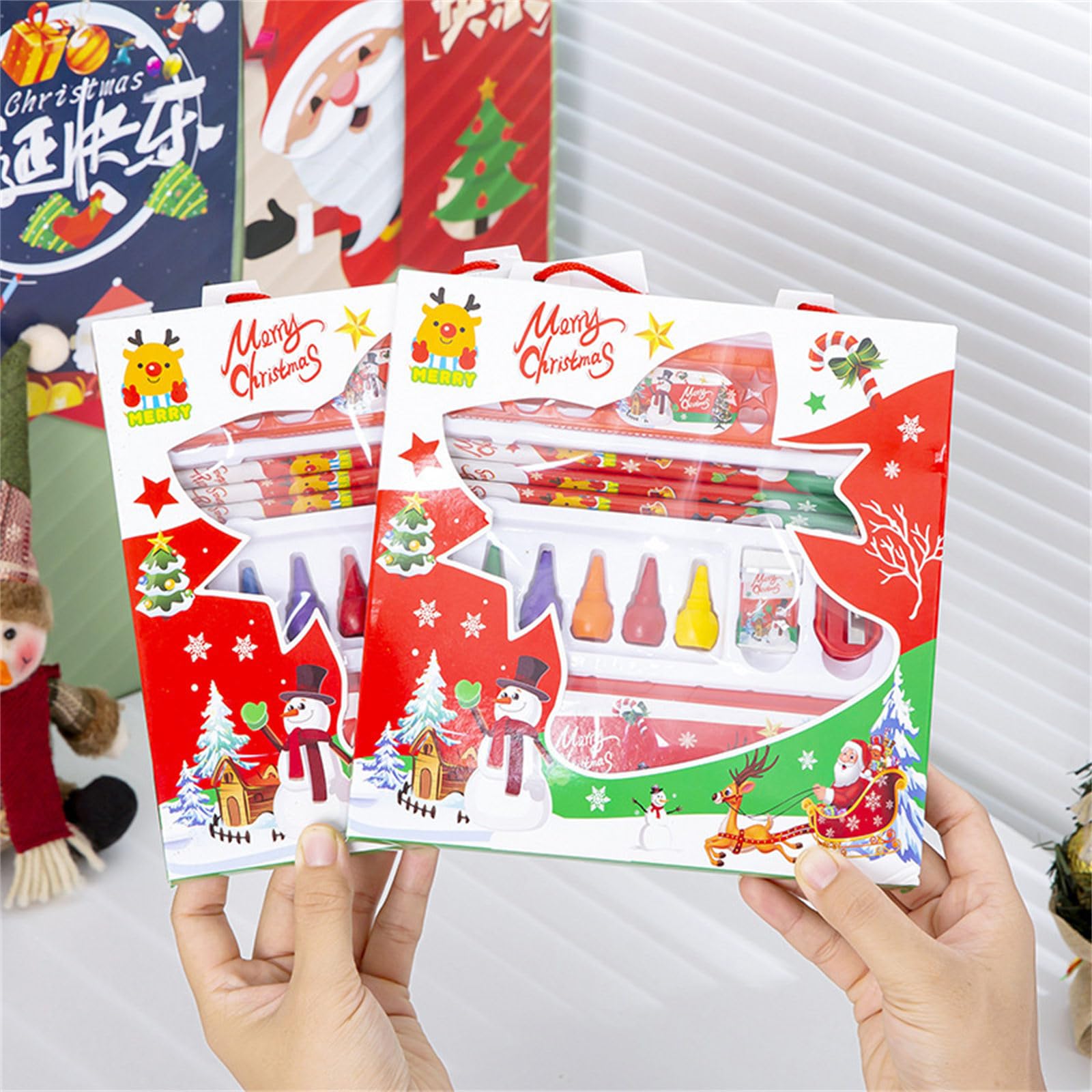 5er-Set Weihnachts-Briefpapier Blindbox – Für Kinder, Inkl. Stifte, Aufkleber & Nachfüllungen