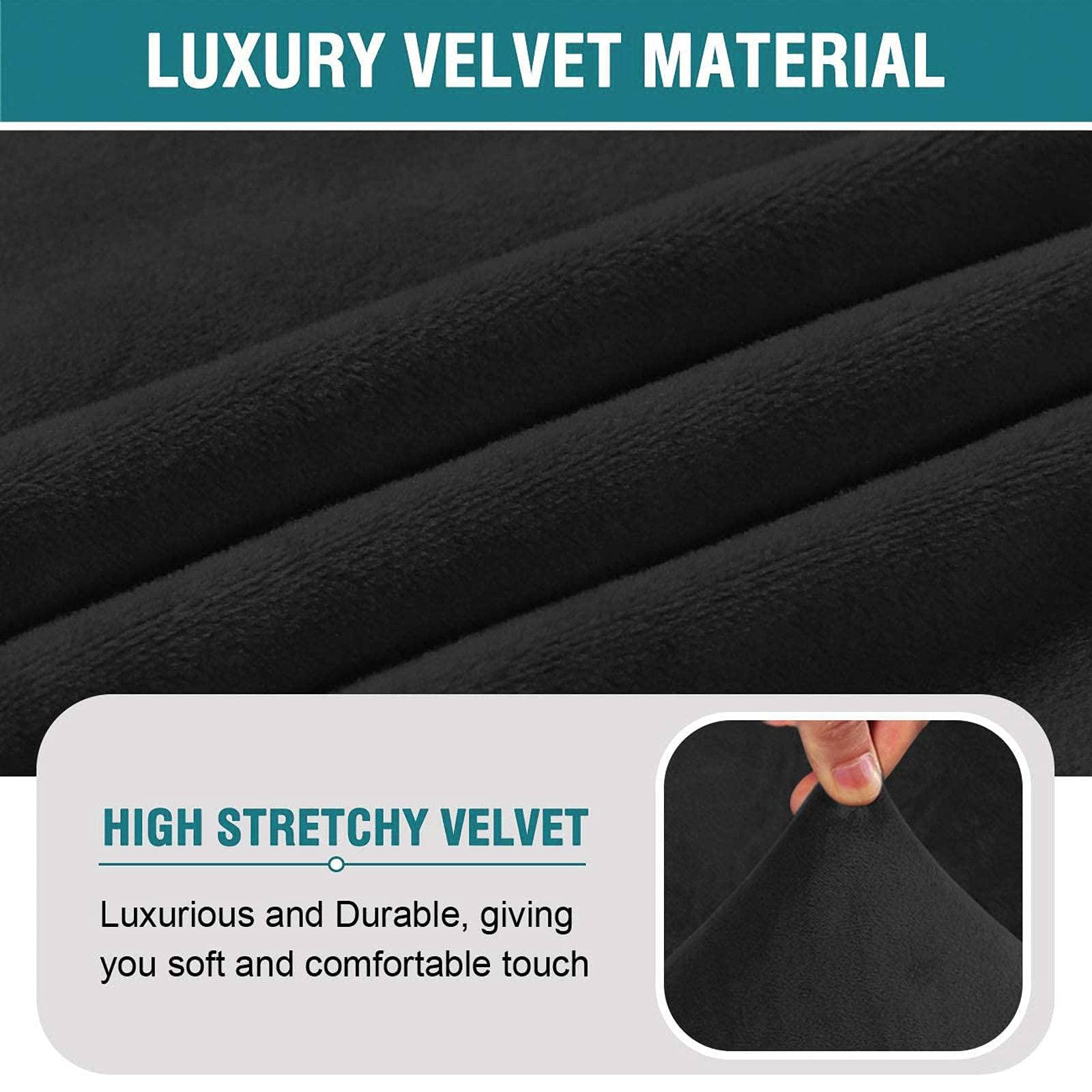 Fundas elásticas de terciopelo para sillas sin brazos, para comedor, fundas protectoras elásticas para muebles, lavables a máquina, color negro, juego de 1