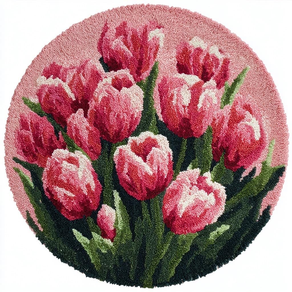 AMBATTERY Rug Making Kit for Adults,Latch Hook Rug Kit,Tulip Flowers