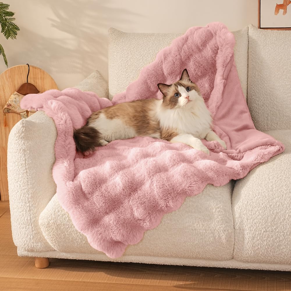 Coperta per cani, ultra morbida, in finta pelliccia, per gatti da interni, ultra morbida, lavabile in lavatrice, reversibile, per animali domestici, per divano, mobili, 71 x 55,9 cm, rosa