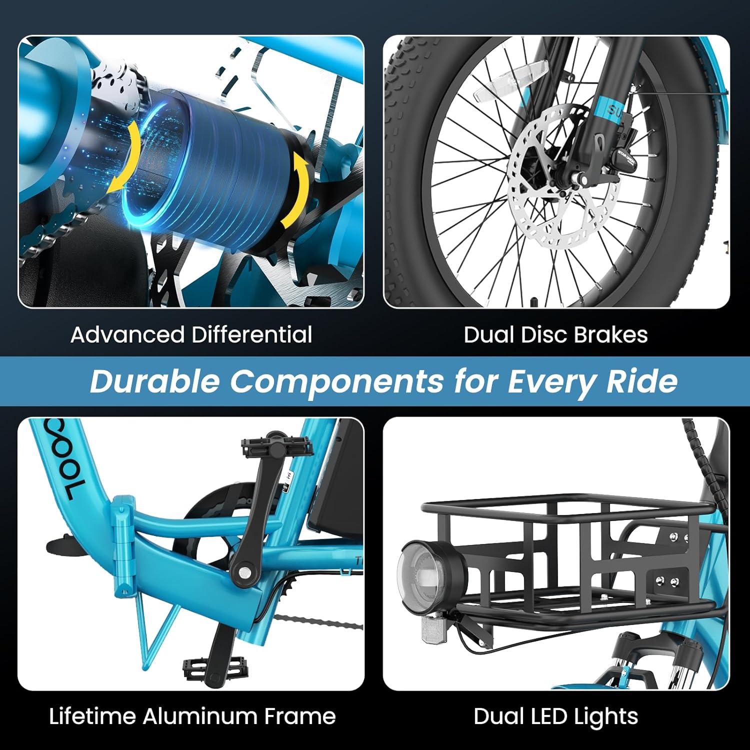 MOONCOOL Electric Tricycle durable components