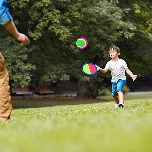 Miniatura 7 de Aneco Juego de palas de disco y pelota de lanzamiento con bolsa de almacenamiento, 6 paletas y 6 pelotas