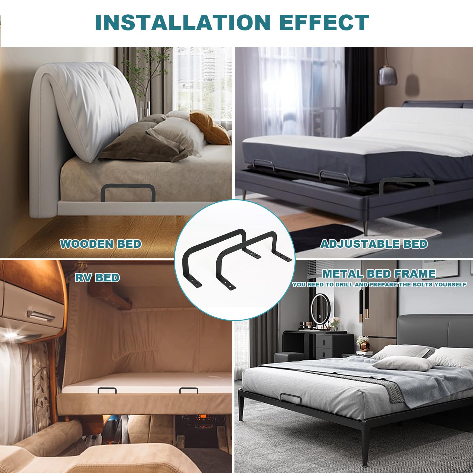 TWSOUL Matrasschotel, antislip matrasgrijper, ijzeren matrasschuiver matras voor hoofd- of voeteneinde (4 stuks