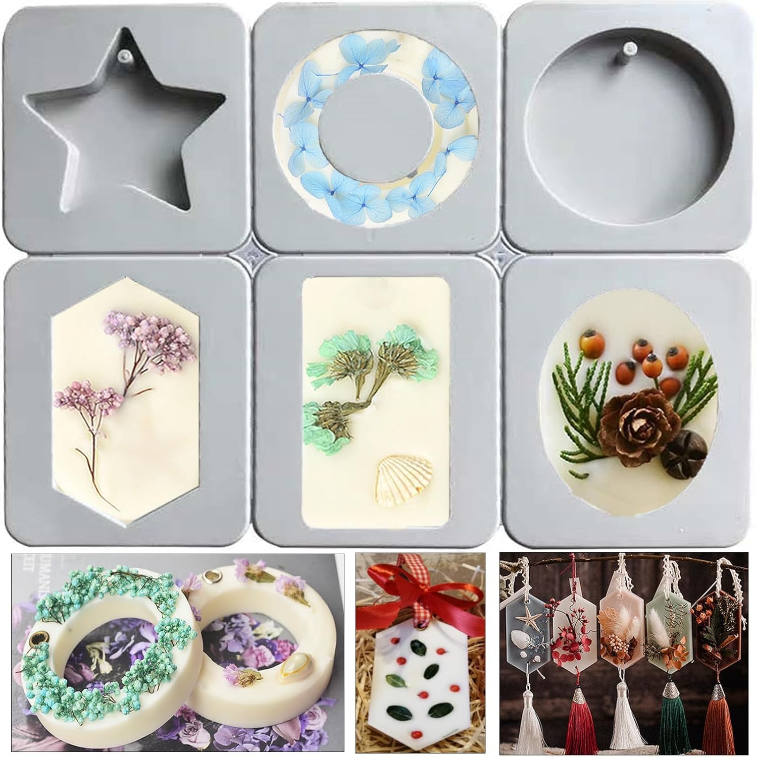 Craft & Pour 6-Cavity Silicone Wax Sachet Mold for Scented Tablets & Epoxy Resin-image-5