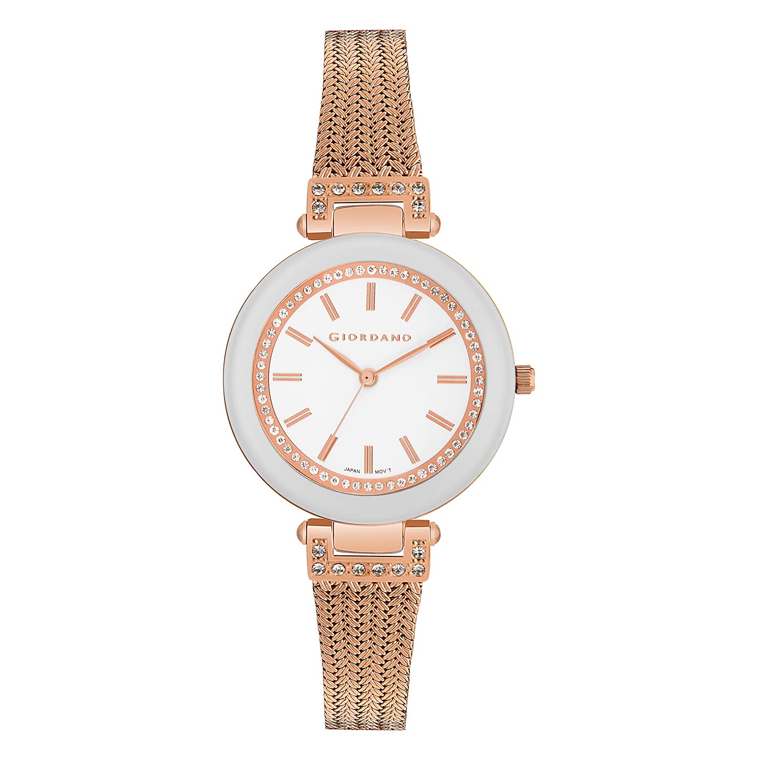 Giordano Analog Silver/White Dial Womens Watch with Rose Gold Band (B07ZJKHQTY) Amazon Price History, Amazon Price Tracker