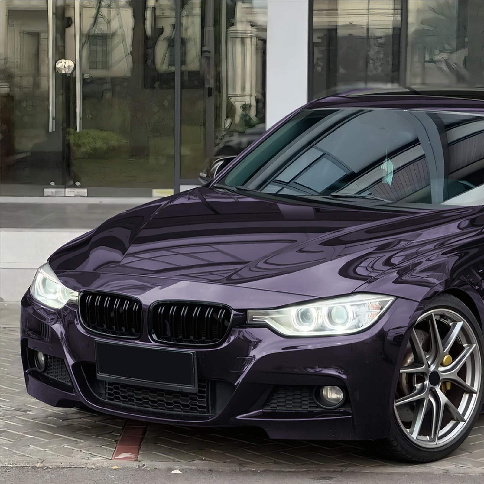 F30 F31 Kühlergrill Abs Schwarz Glänzend Doppelstange Für F30 F31 2012-2018 2012 2013 2014 2015 2016 2017 2018, Kühlergrille Tuning Stoßstange Stangen Streifen (F30 1329)