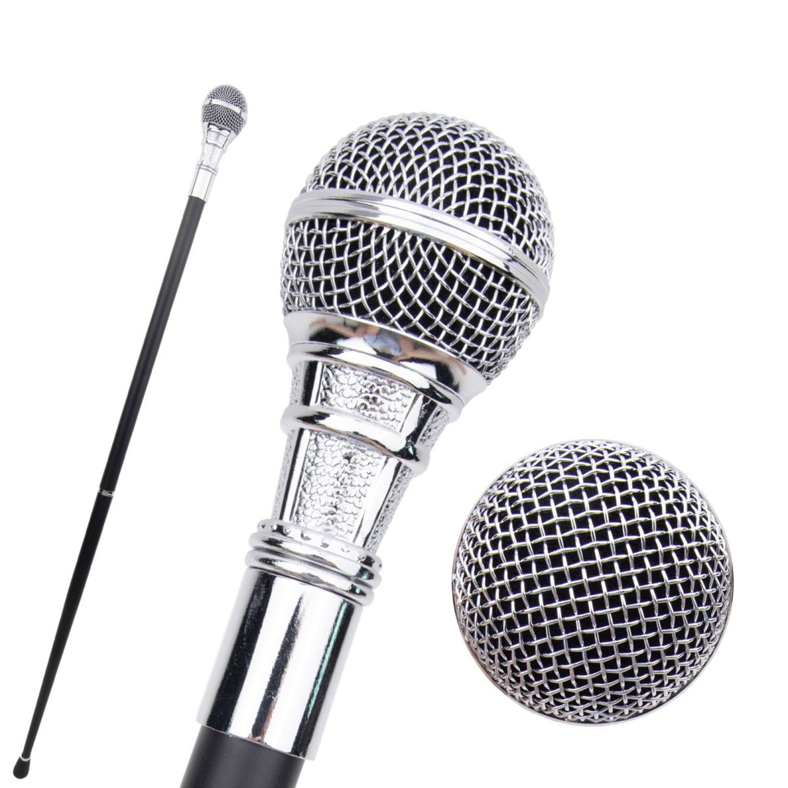 Bastone da Passeggio con Microfono - Canta Mentre Passeggi con Questo Ausilio per la Mobilità a Forma di Microfono Il Bastone da Sogno per Gli Amanti Del Karaoke, 37,4 Pollici