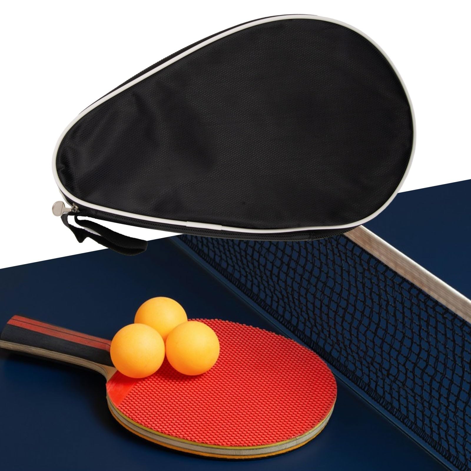 1pc Portable Table Tennis Racket Bag, Gourd Type Paddles Case Dustproof Storage Bag(Black)