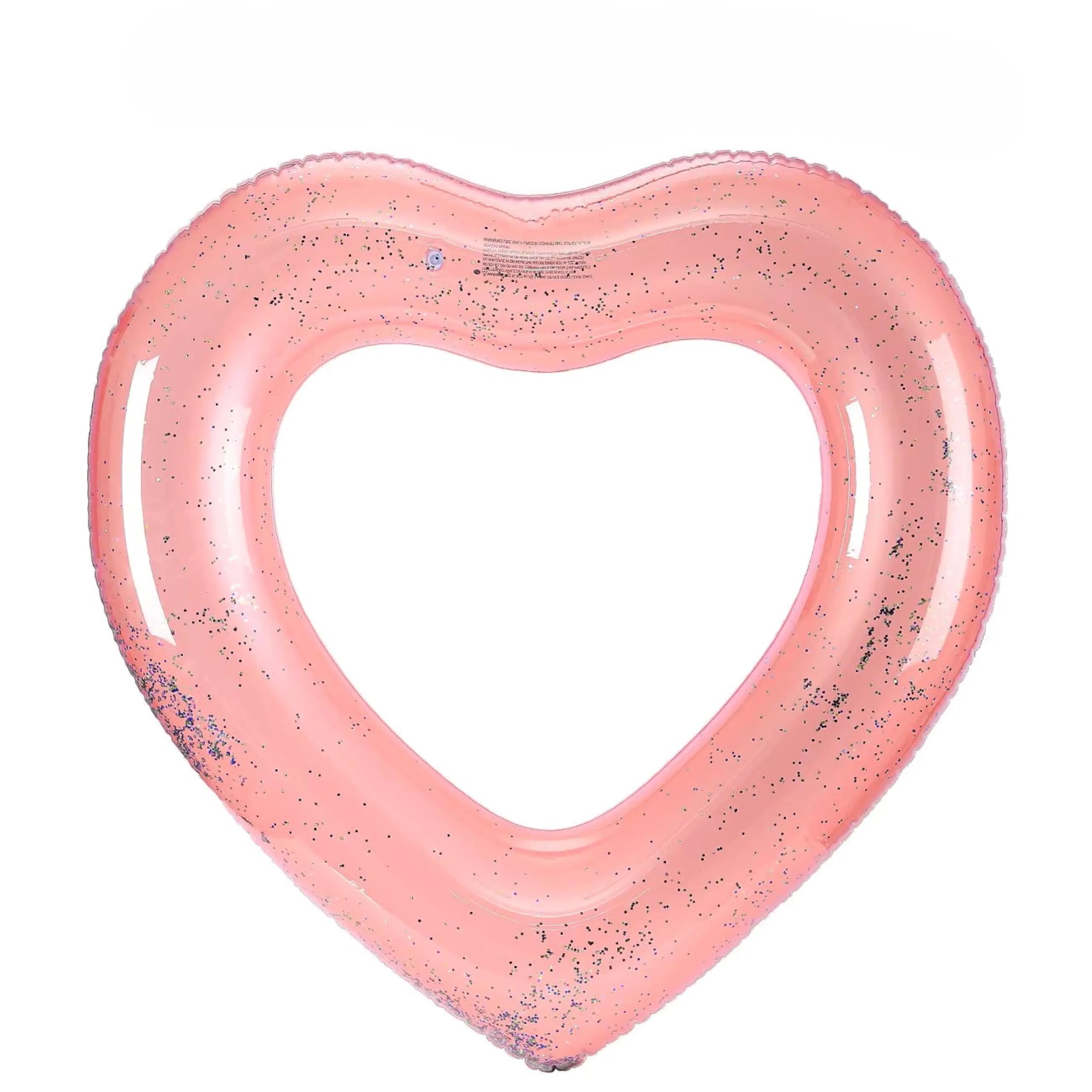 Aufblasbarer Herz Schwimmreifen Pink Glitzer Rot 80 cm oder 120 cm Badeinsel für Pool und Strand