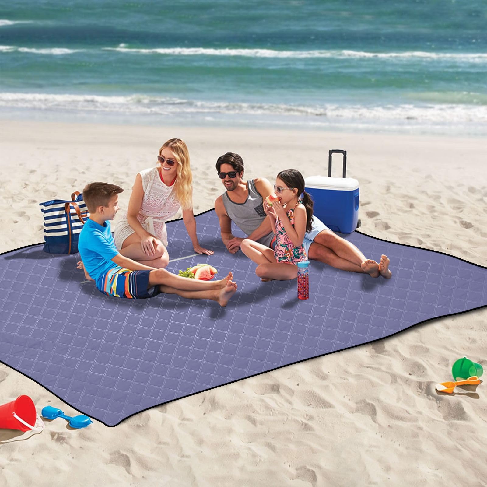 Manta de playa impermeable de gran tamaño de 60 x 80 pulgadas, alfombra de viaje compacta para camping, senderismo y actividades al aire libre, ideal para parques, picnics y diversión familiar