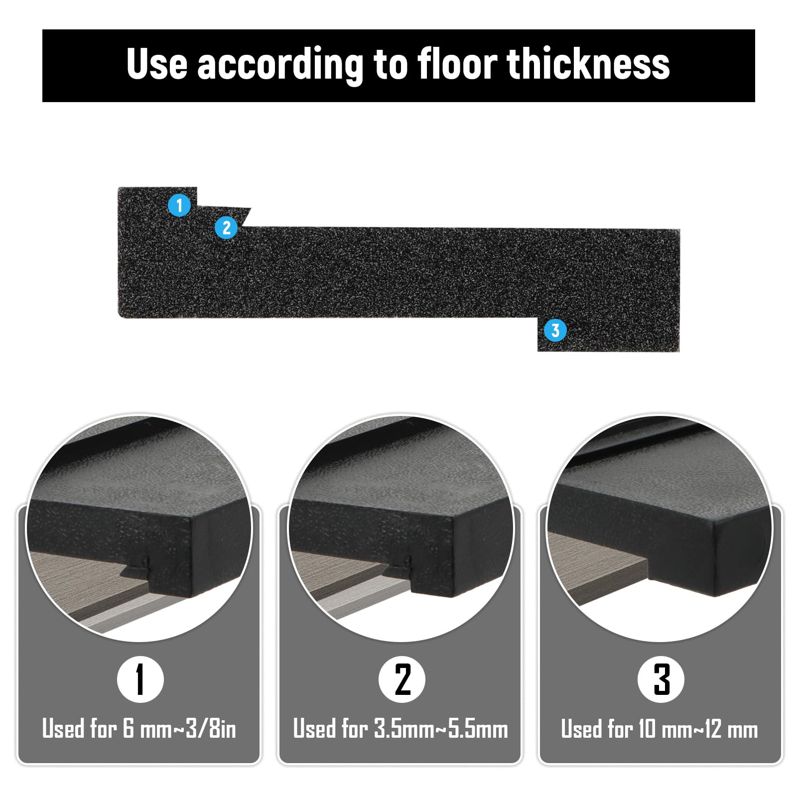 2 Pezzi di Legno Nero per Pavimento in Vinile, Legno per Laminato, Strumento per Pavimentazione Universale con 3 Diversi Bordi, per Pavimenti in Laminato/Vinile nel Design Multi Groove