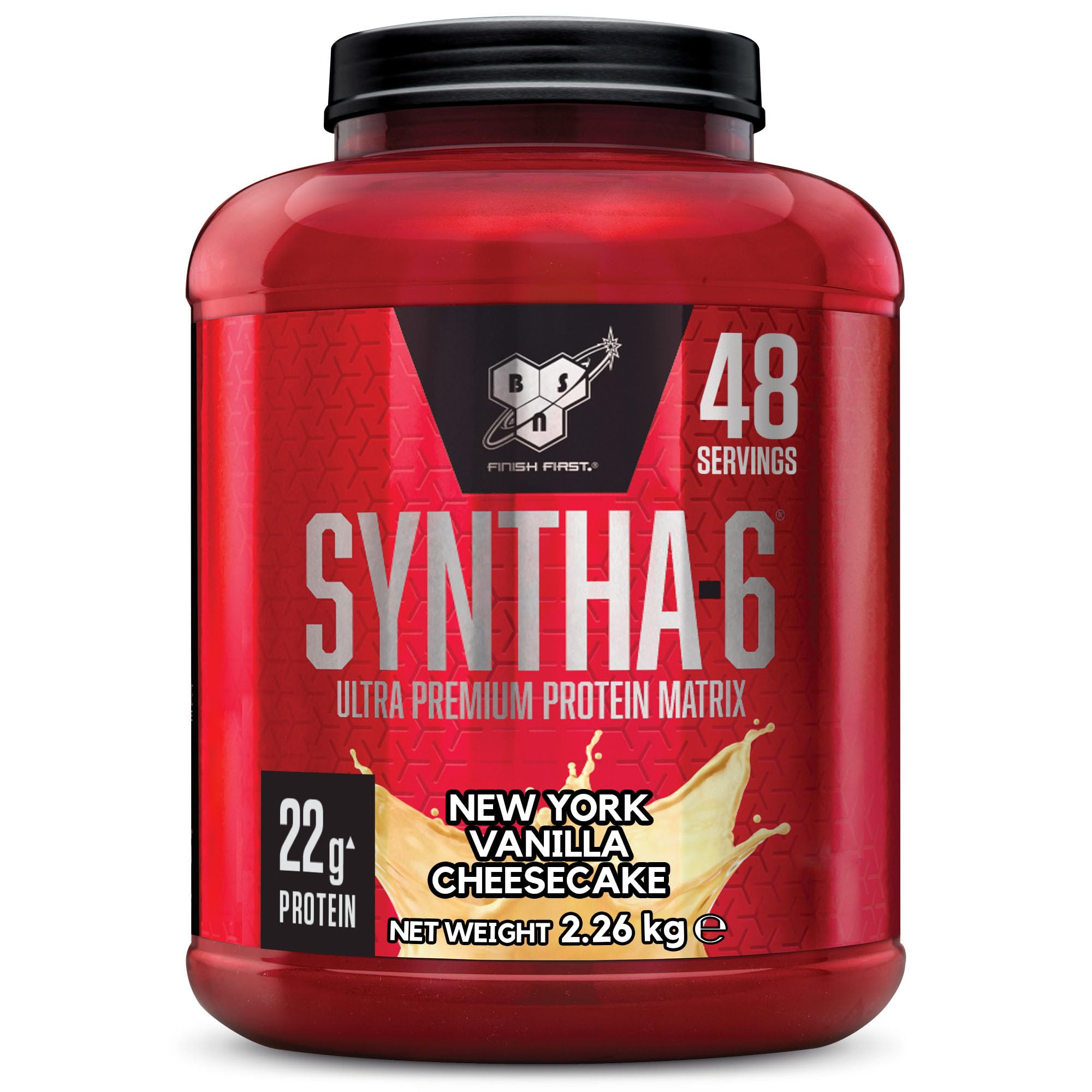 Syntha 6 Ultra-Premium Protein Powder for muscle growth and repair, Low Sugar High Protein, New York Vanilla Cheesecake Flavour, 48 Servings, 2.26 kg