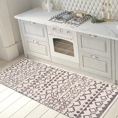 Rugshop Tapete de pie antifatiga bohemio envejecido, 18 x 47 pulgadas, gris