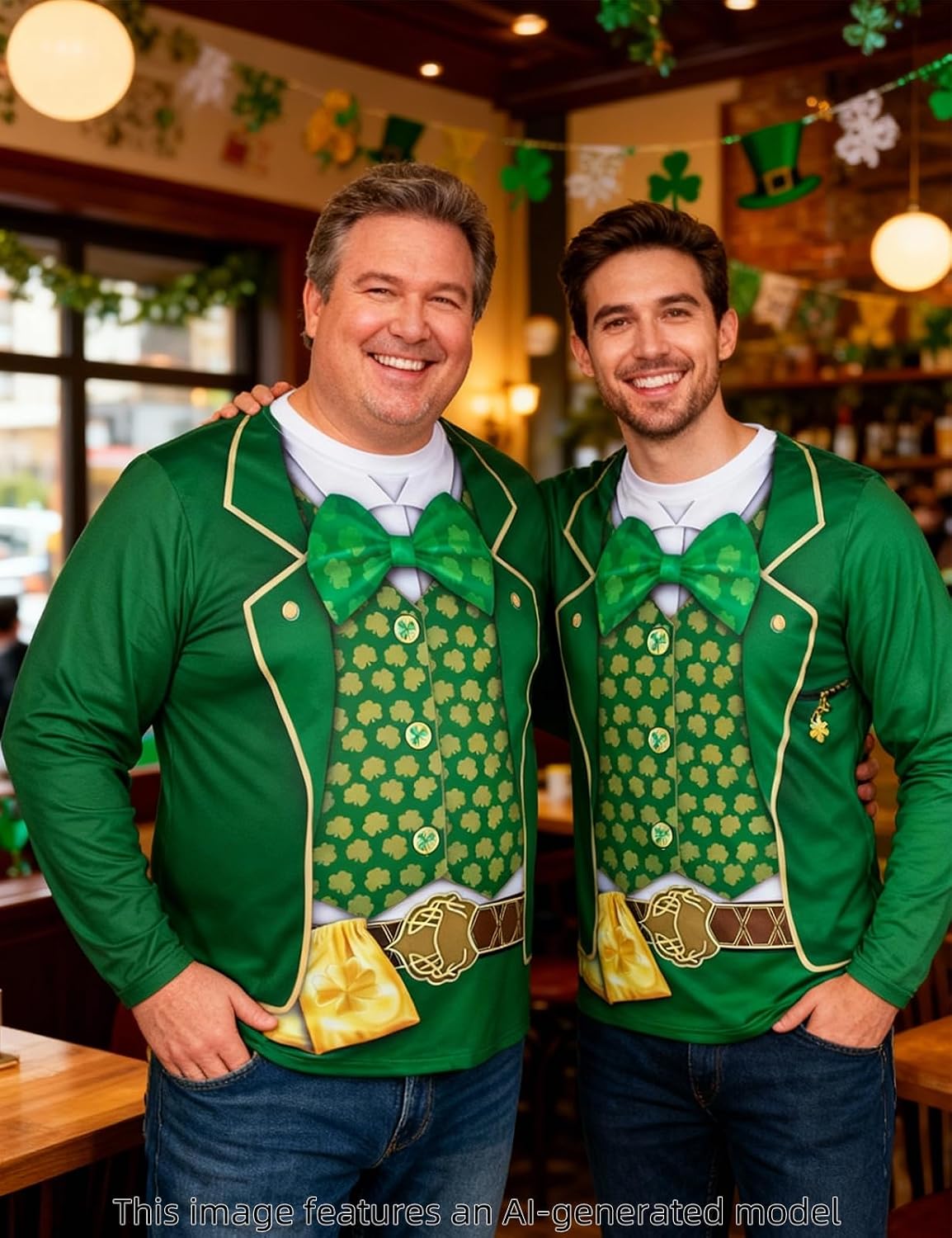 Funny World St. Patrick's Day Men's Leprechaun Costume Long Sleeve T-Shirts