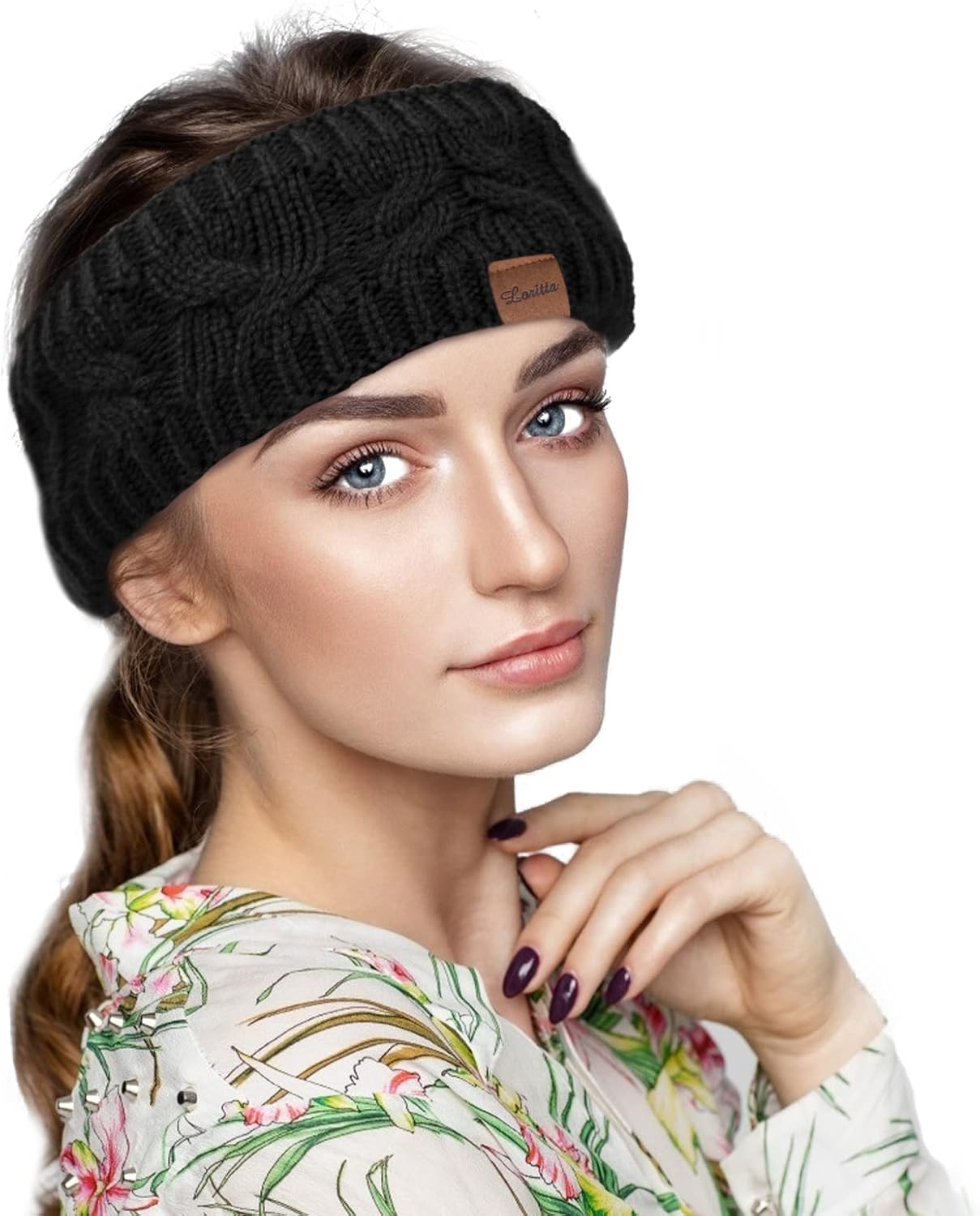 Loritta Womens Ear Warmers Headbands Winter Warm Fuzzy Cable Knit Head Wrap Fleece Lined Gifts - Image 5