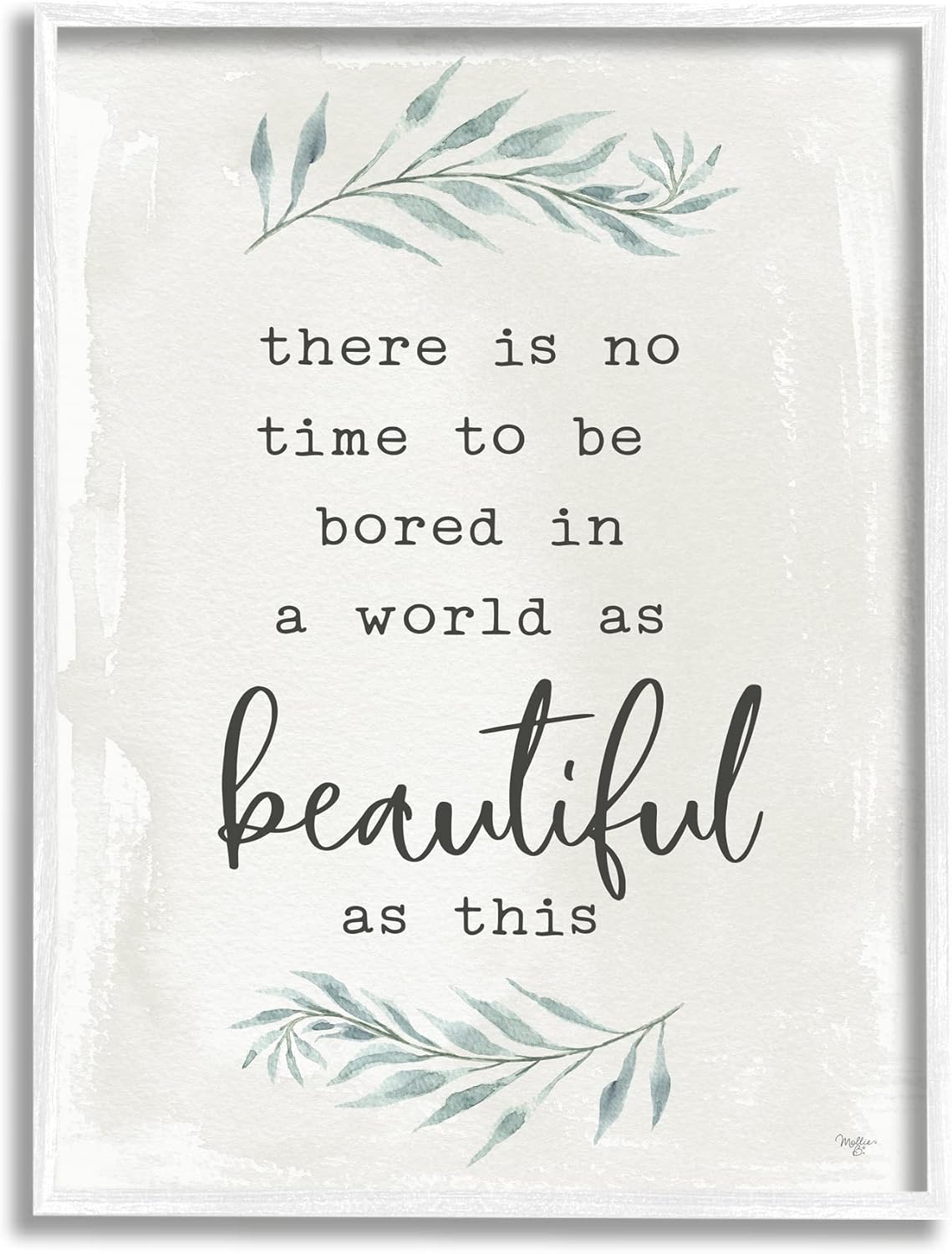 Stupell Industries Inspirational Beautiful World Botanical Typewriter Text Phrase Framed Wall Art, Design By Mollie B.