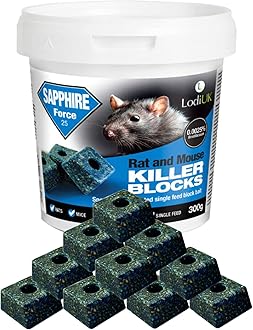 Rat Mouse Block Bait Block Tub Rat Poisoning Bait Rodent Control Single Feed Mice Killing Sachets for Home & Garden Treatment Sapphire Tub 300g