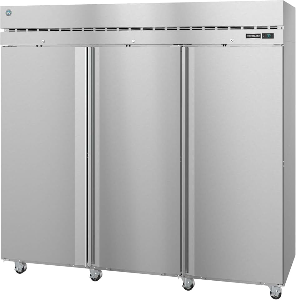 R3A-HS Refrigerator, Three Section Upright, Half Stainless Doors with Lock