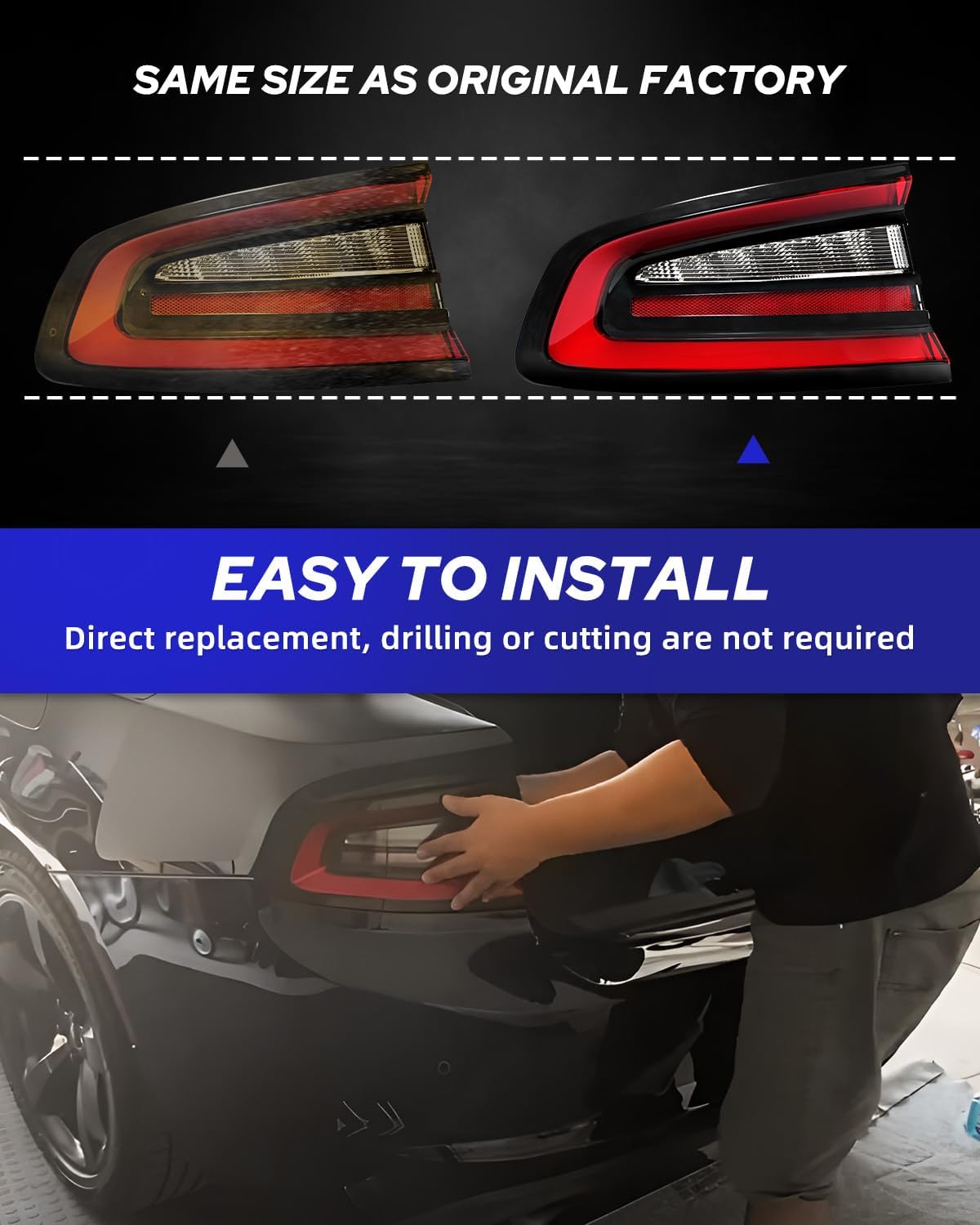 AUTOONE - For 2015-2022 Dodge Charger Tail Light Assembly Factory OEM Taillights LED Rear Right Tail Lights, Driver Side(LH)