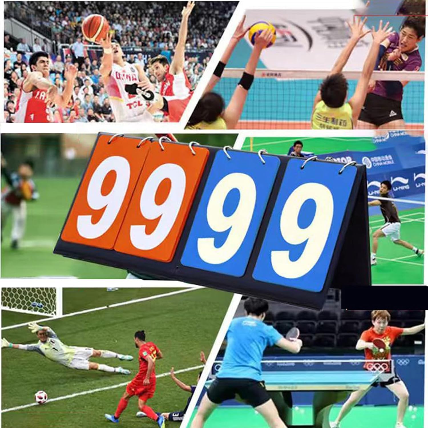 Tableau d'affichage de compétition Manuel Portable - Tableau de Score Portable 0 à 99 - Affichage Multifonction pour Basket-Ball, Football