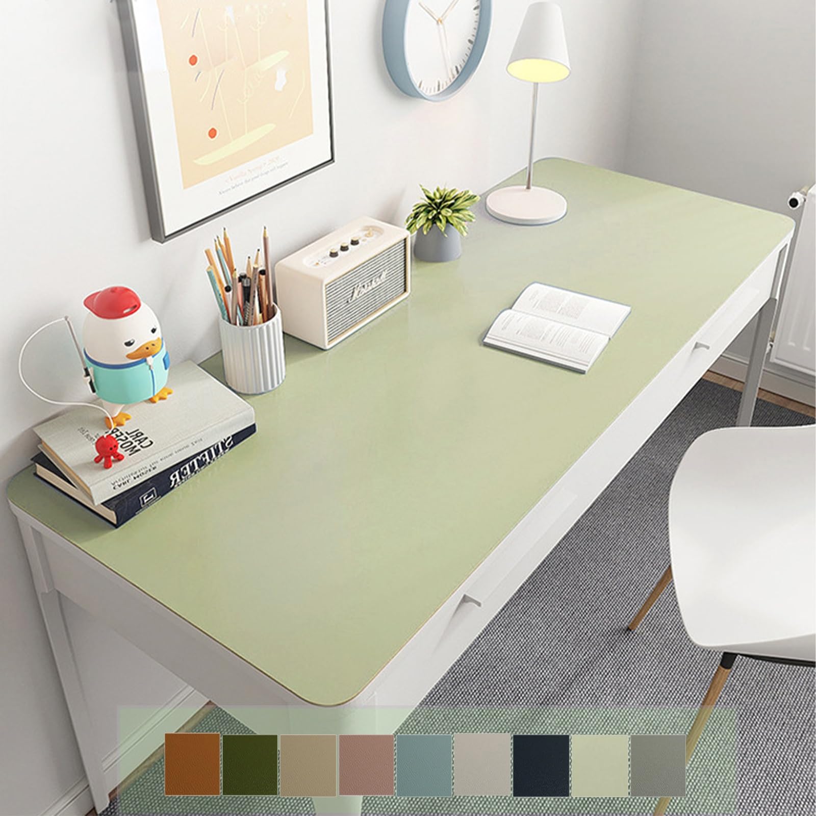 Sottomano da Ufficio Tappetino Tappetino Scrivania Tappetino ScritturaPad per Scrivania Multifunzionale in Pelle PU Tappetino Grande Impermeabile per Ufficio e Casa (Verde)(White,90 * 160cm)
