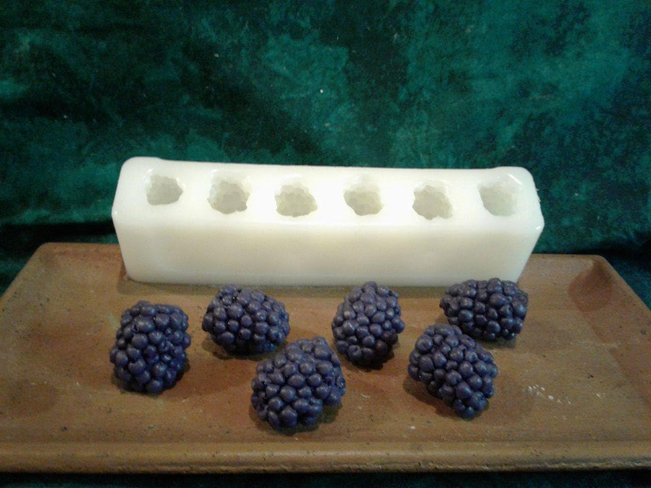 BlackBerry Huge Embeds 6 Cavity Silicone Mold 5142Food-Soap-Candle-Resin-Flexible