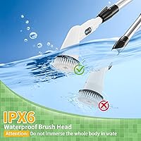 Vista 6 de Electric Spin Scrubber - Household Cleaning Brush with 8 Heads, 51.2in Extendable Pole Bathroom Scrubber for Stubborn Grease on Grill, Stovetop &