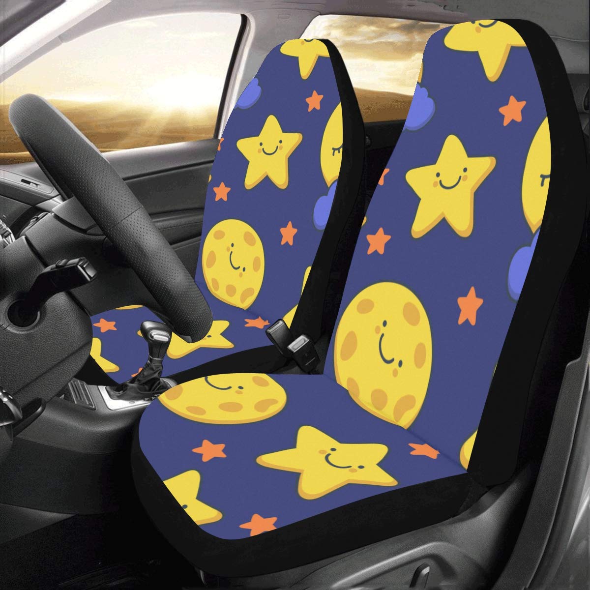 Truck Seat Covers Beautiful Night Scenery Starry Sky Moon