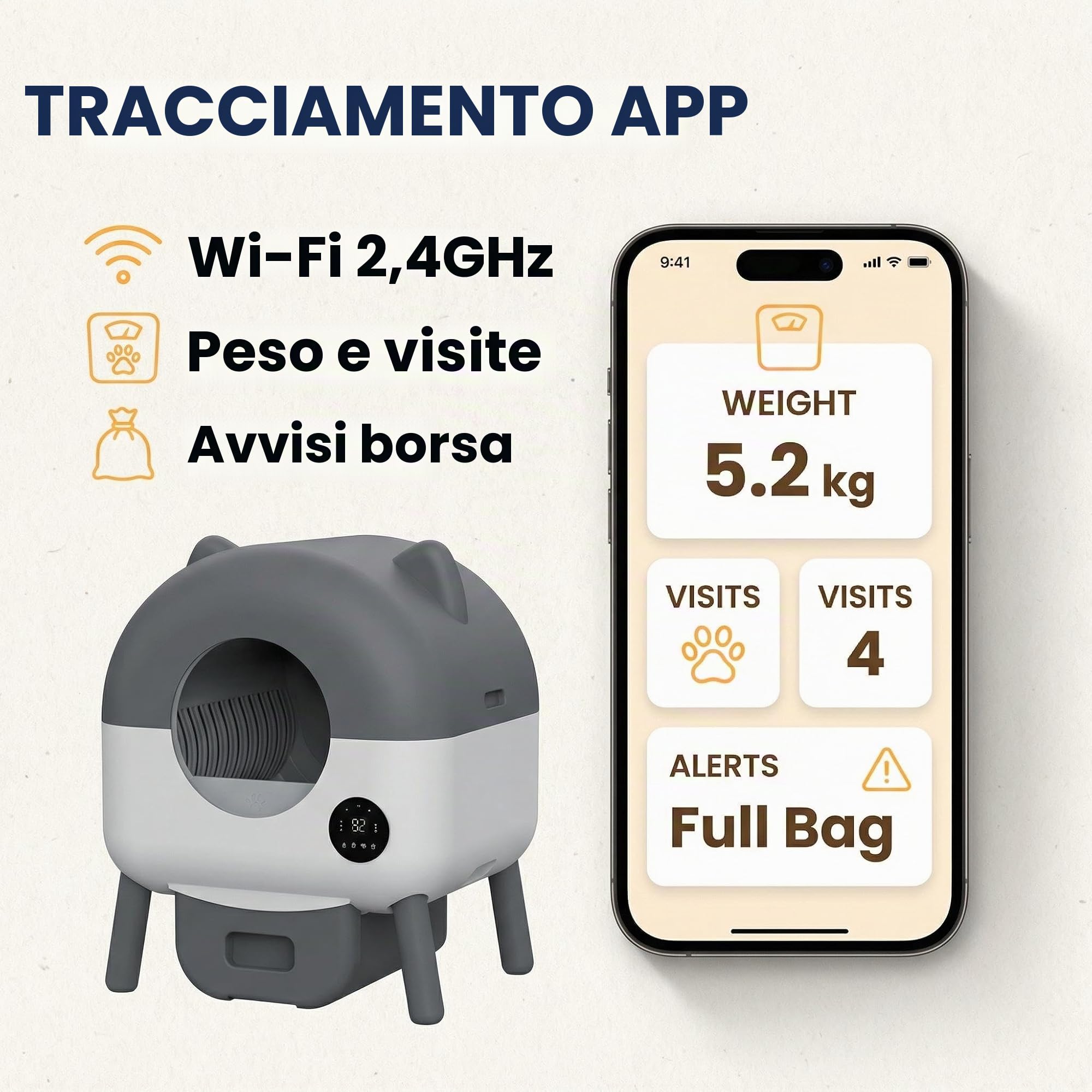 Garvee Lettiera Gatto Autopulente da 76L, Toilette per Gatti XXL, con Sensori Intelligenti di Sicurezza, Controllo App, Anti-odore, Illuminazione LED Notturna, Ideale per Più Gatti