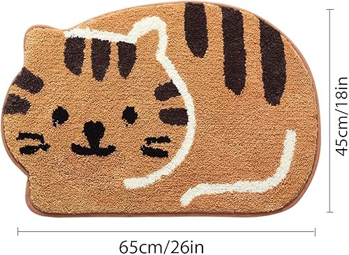 Miniatura 2 de Ankah Tapete para ducha, bañera, baño, antideslizante, absorbente, suave para baño, diseño adorable con imagen de gato, tapete seco, 18 x 26
