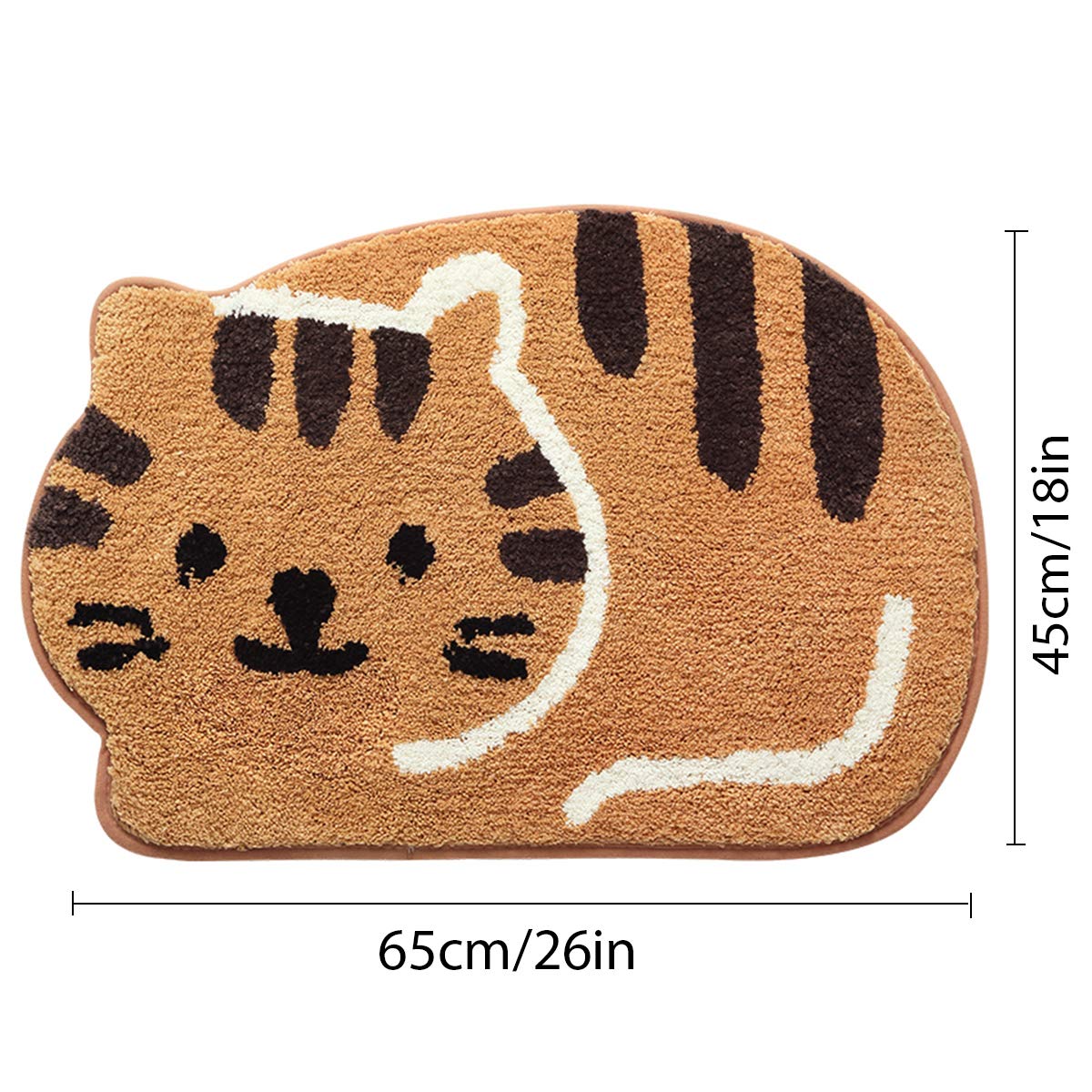 Ankah Dusche, Badewanne, Badematte, Badezimmerteppich, rutschfest, saugfähig, weiche Matte für Badezimmer, Bezauberndes Katzen-Motiv, Badematte, Türvorleger, Trockenteppich, 45,7 x 66 cm, Khaki