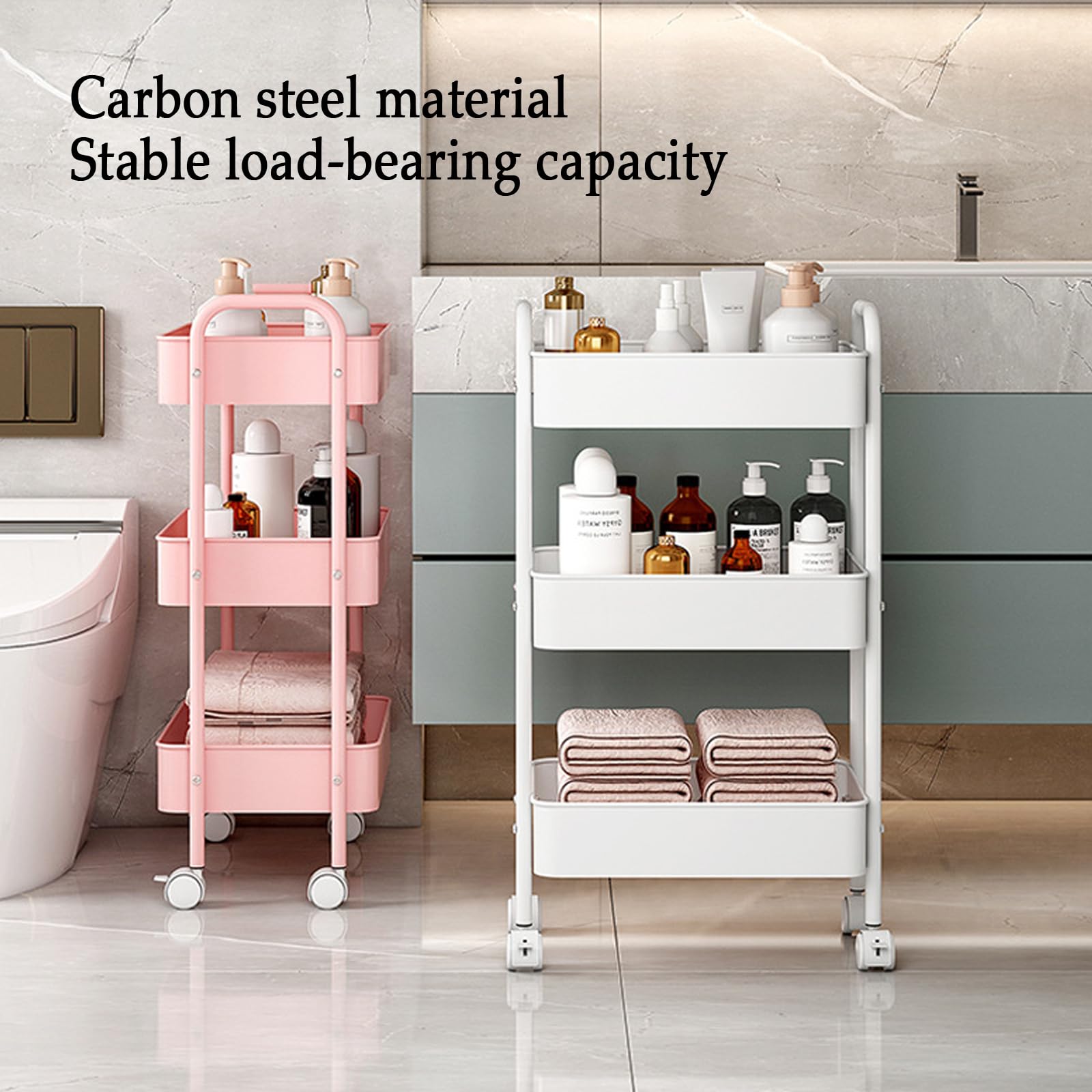 Carrello a 3 livelli con piano di lavoro, design sottile, per artigianato, cucina, casa e ufficio
