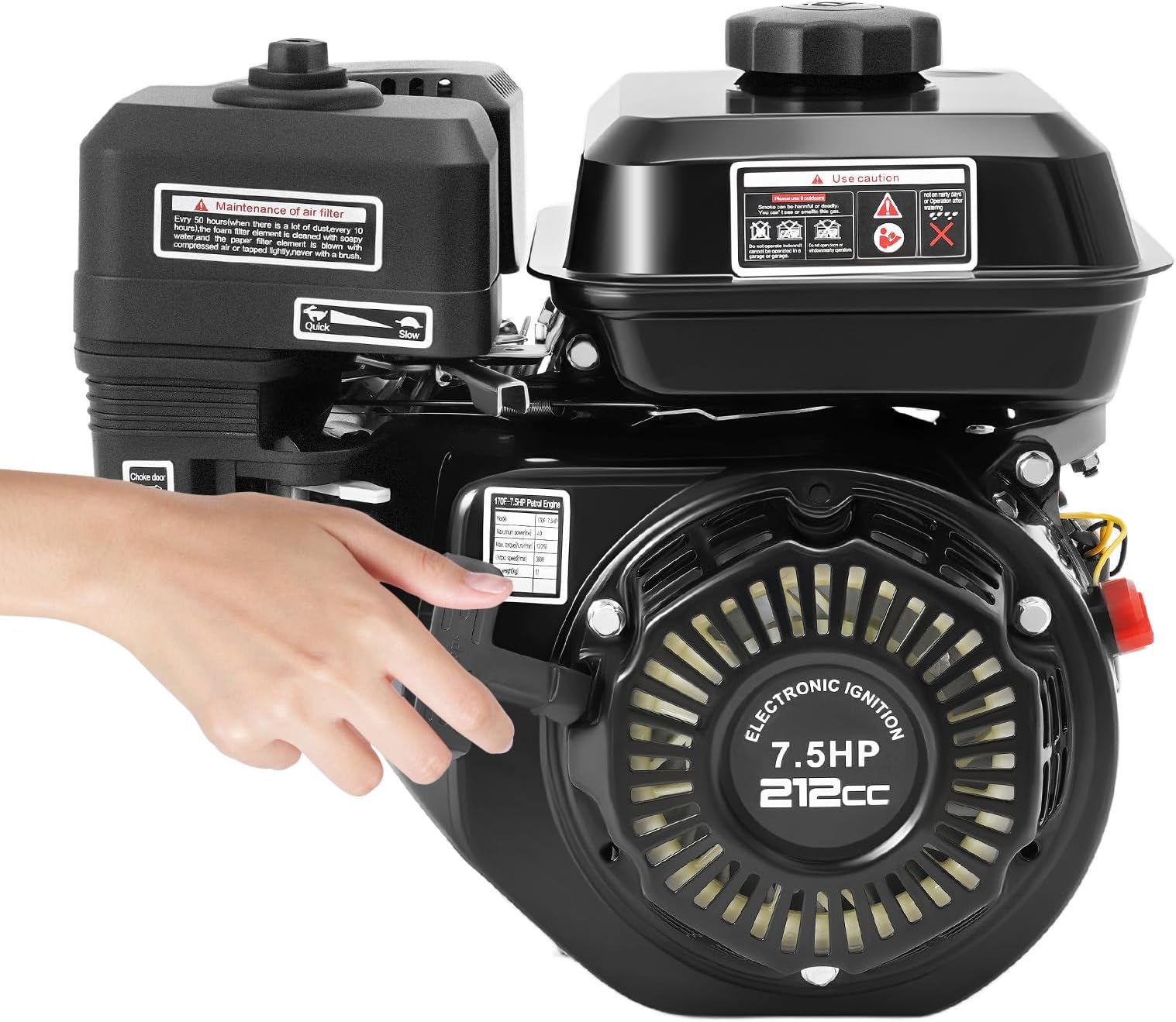 DONSU Gas Engine Replacement for Honda GX160 7.5HP 210cc OHV Air Cooled Horizontal 170F Pullstart,Go Kart Log Splitter Lawn Mower Generator