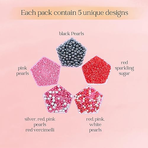 Miniatura 2 de Confect Gránulos comestibles para decoración de pasteles y cupcakes, paquete surtido de 5 bolas de discoteca plateadas de casino, grageas de perlas