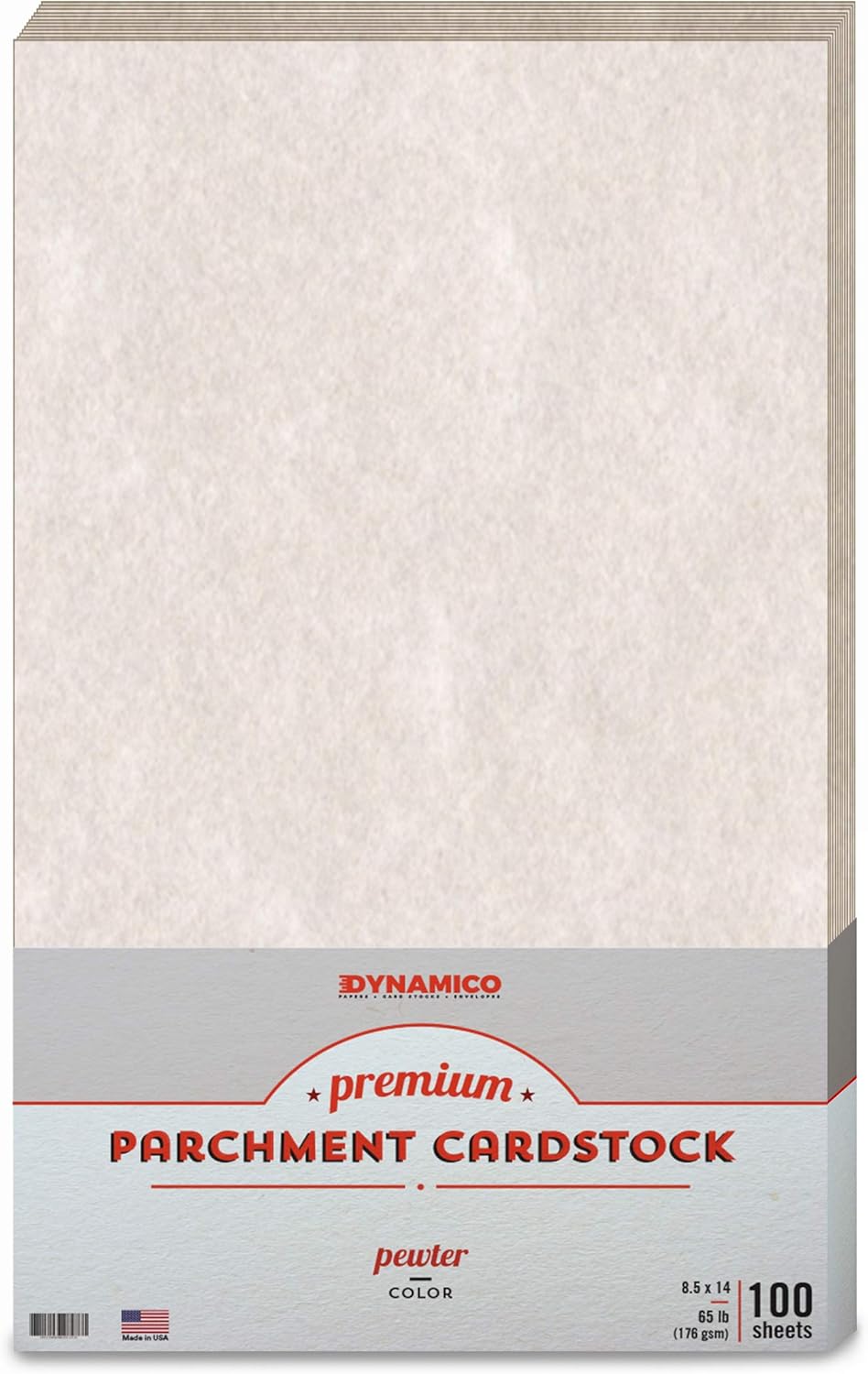 Pewter Stationery Parchment Recycled Cardstock Paper | 65 Lb Cover (176 gsm) Card Stock | 8.5” x 14” Inches | 100 Sheets Per Pack