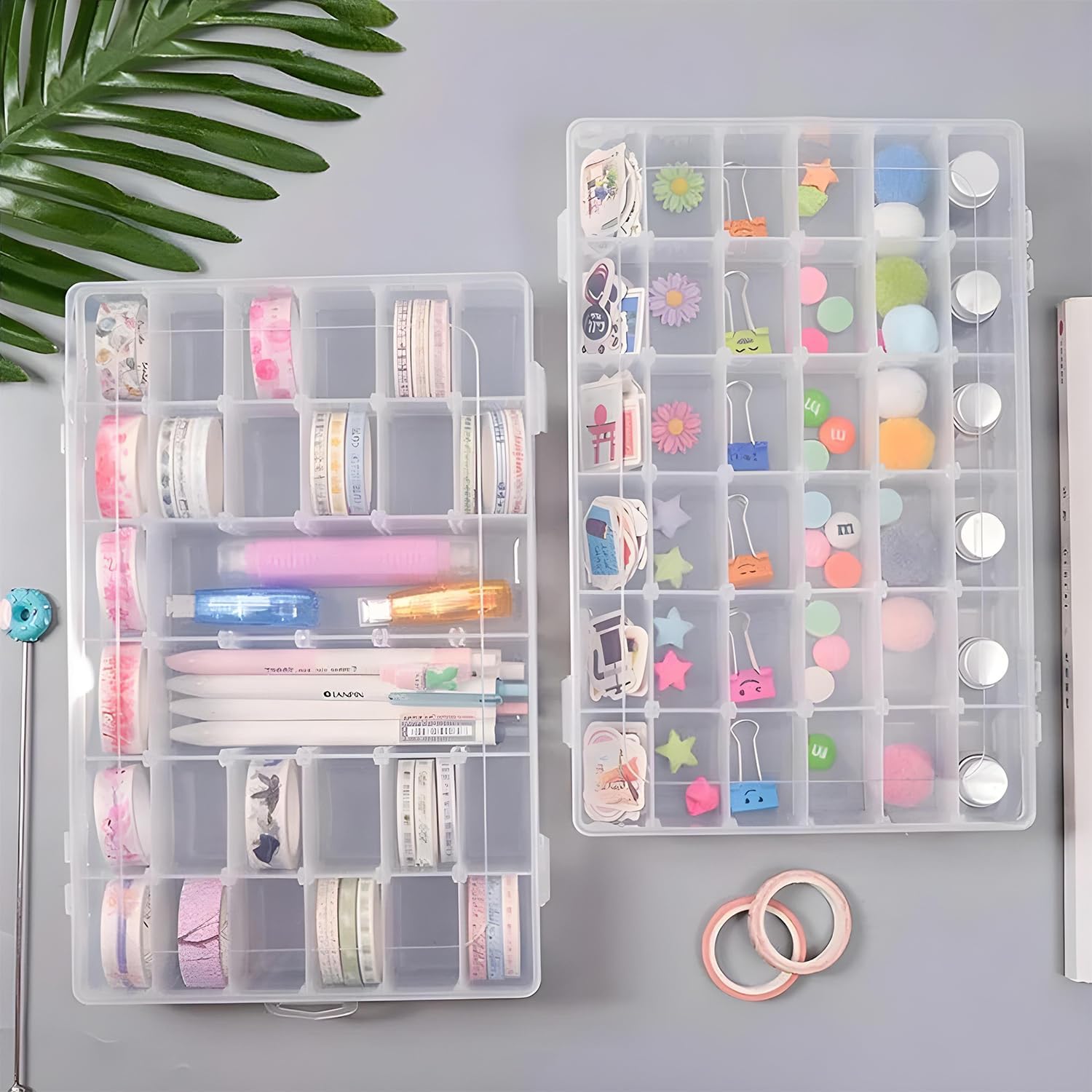 Oblivion Jewelry Storage Box 1 Pc - 36 Grid Cells Clear Plastic Organizer Box for Jhumkas, Durable & Portable Transparent Storage Boxes for Women, Perfect Organizer for Earrings & Small Accessories